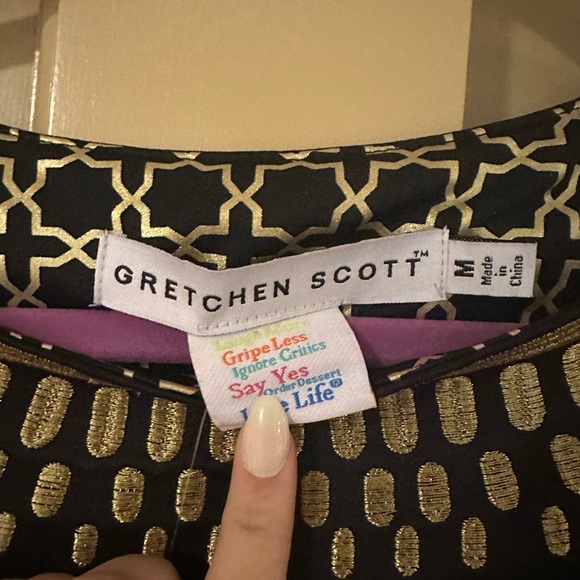 Gretchen Scott Designs Black and Gold Sheath Mini Dress - Picture 6 of 7